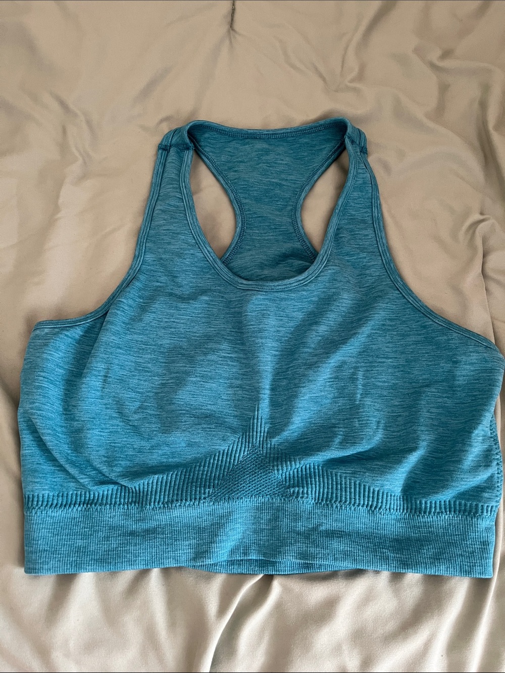 Alphalete Seamless Racerback Sports Bra - Teal Blue Large
